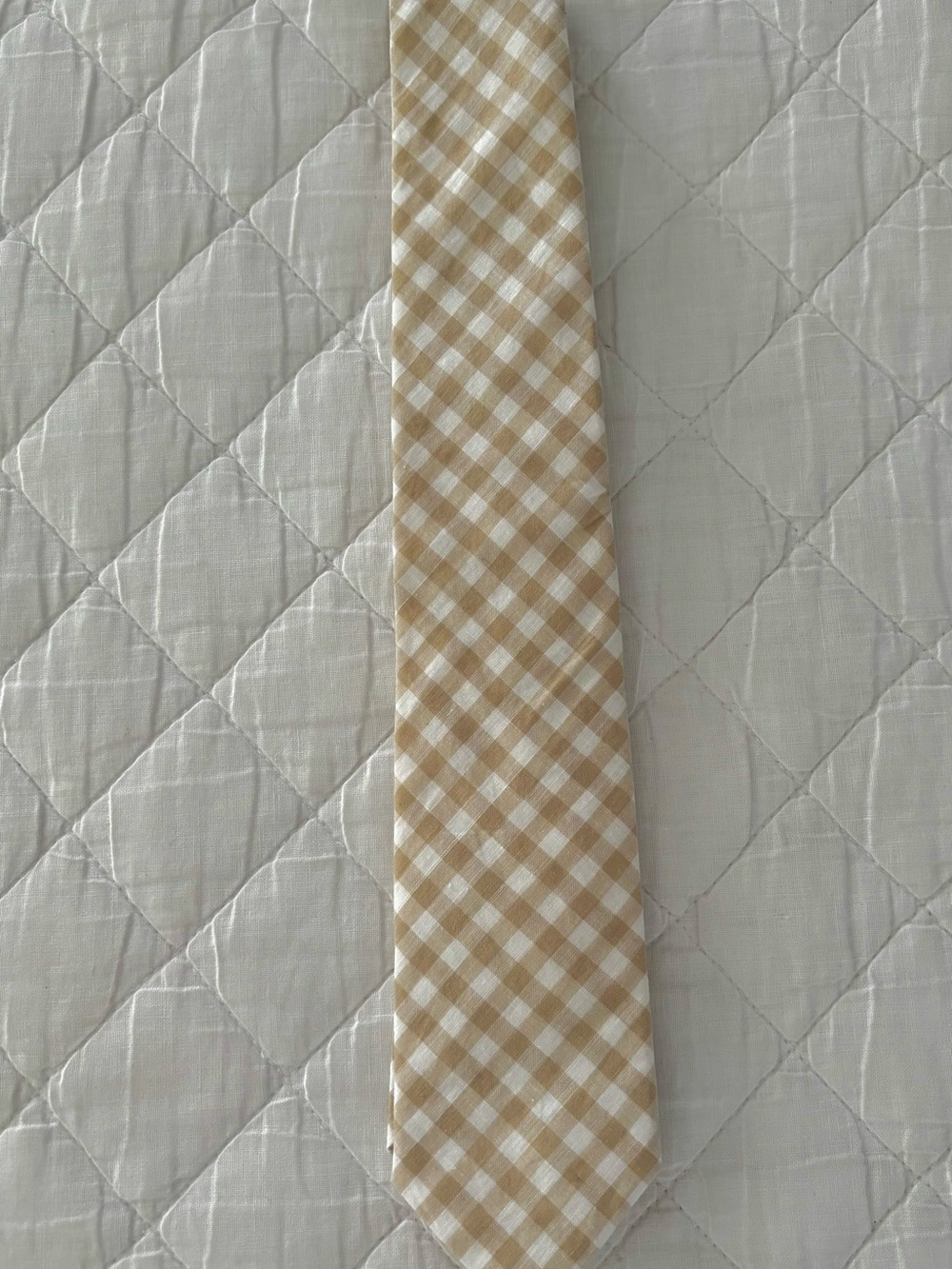 J. Crew Beige and White Gingham Tie